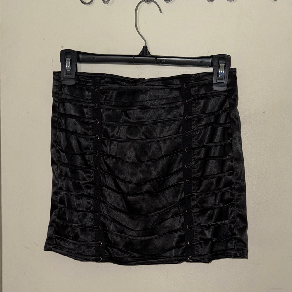 Fashion Nova Black Satin Mini Skirt